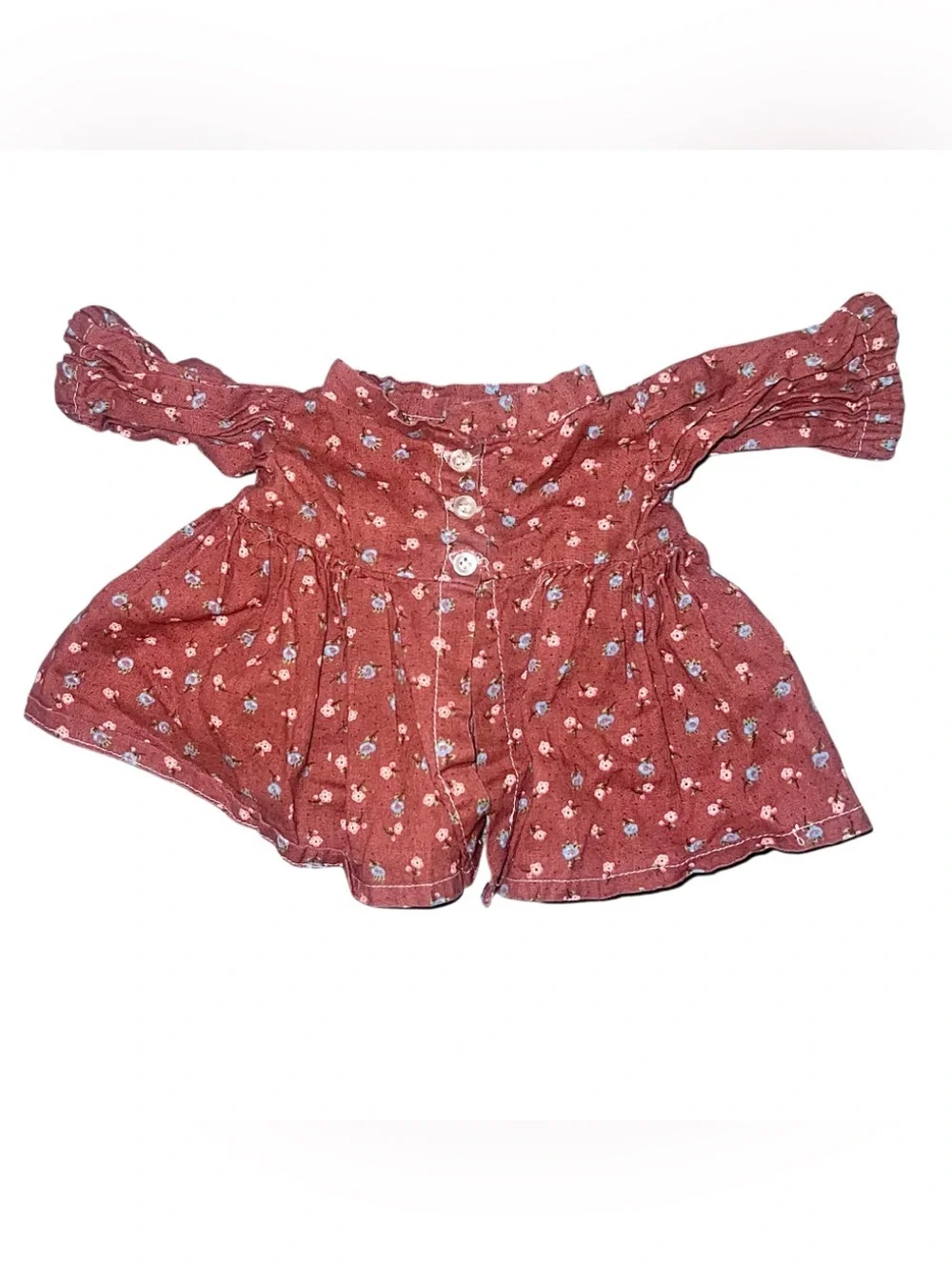 Vintage Pink Mauve Floral Peasant Blouse & Bloomer 2pc Matching Set Retired AG